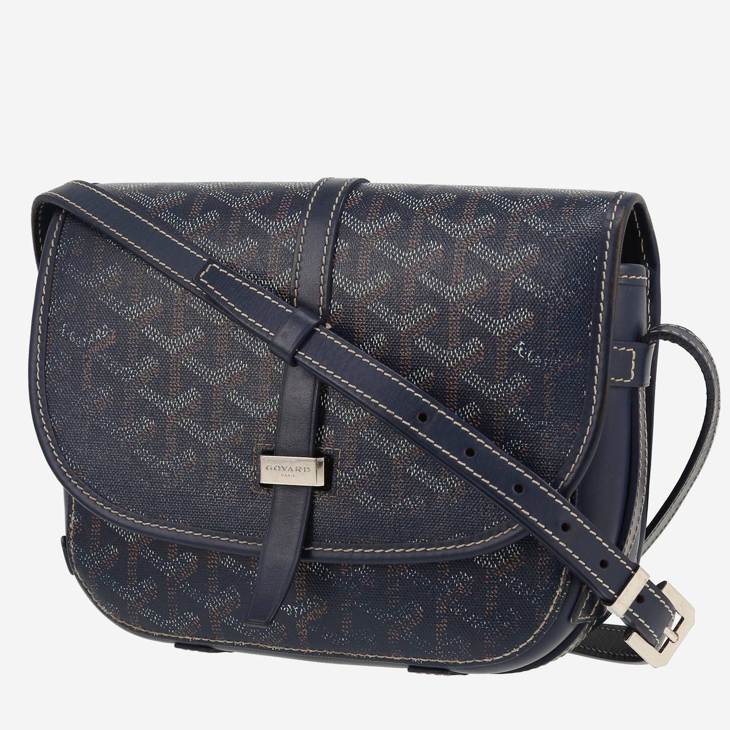 Goyard  Belvedère shoulder bag  in navy blue Goyard canvas  and navy blue leather