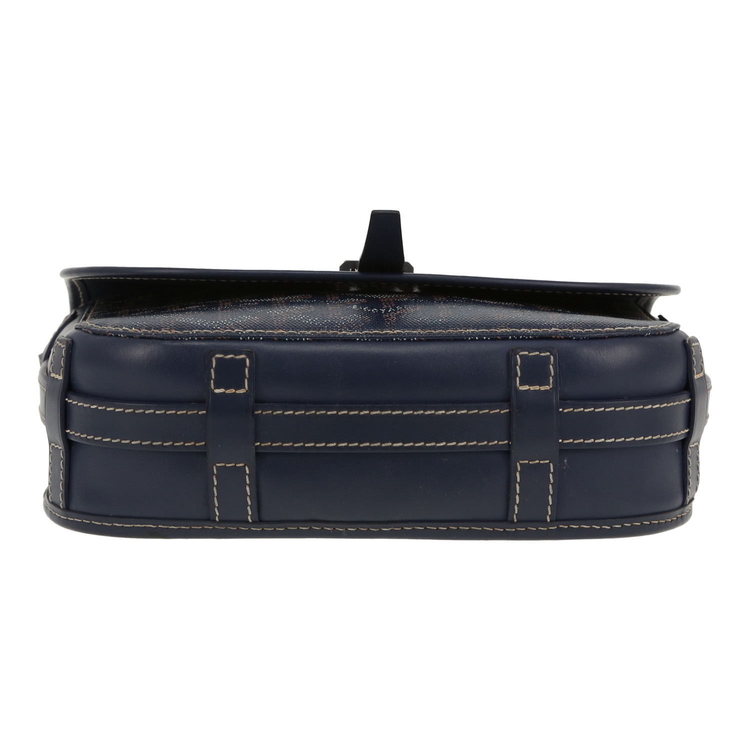 Sac bandoulière Goyard  Belvedère en toile Goyardine bleu-marine et cuir bleu-marine - Detail D1