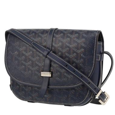 Bolso bandolera Goyard  Belvedère en tela Goyardine azul marino y cuero azul marino