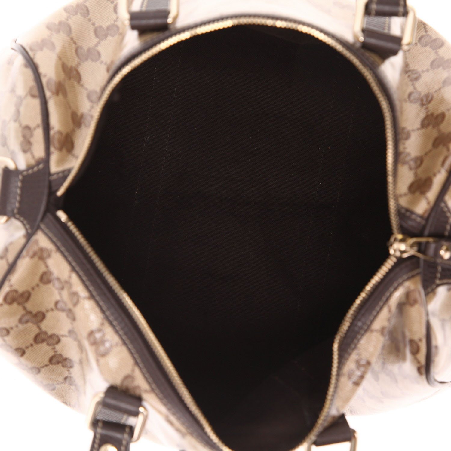 Gucci   handbag  in beige "sûpreme GG" patent canvas  and brown leather - Detail D3