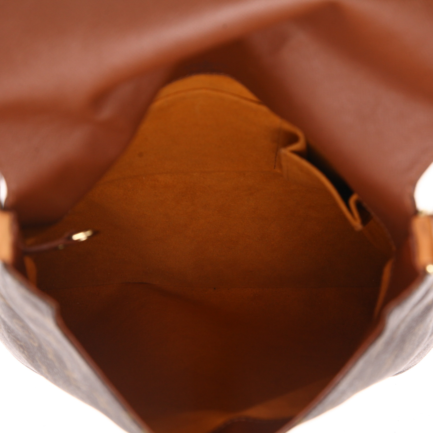 Borsa a tracolla Louis Vuitton  Musette in tela monogram marrone e pelle naturale - Detail D3