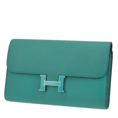 Portafogli Hermès  Constance Wallet in pelle Epsom verde malachite