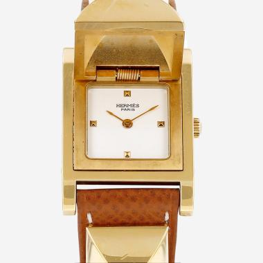 Reloj Hermès Médor de oro chapado Circa 1990