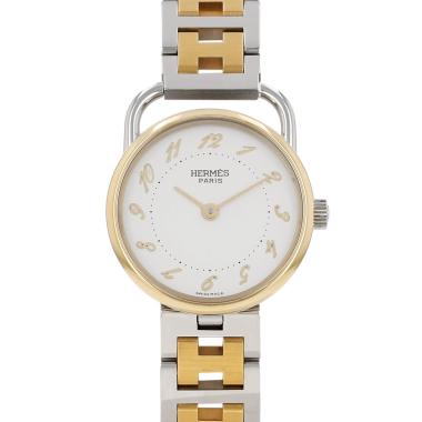 Montre Hermès Arceau en acier et plaqué or Vers 1990