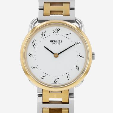 Reloj Hermès Arceau de acero y oro chapado Circa 1980