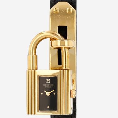 Reloj Hermès Montre Kelly de oro chapado Circa 1990