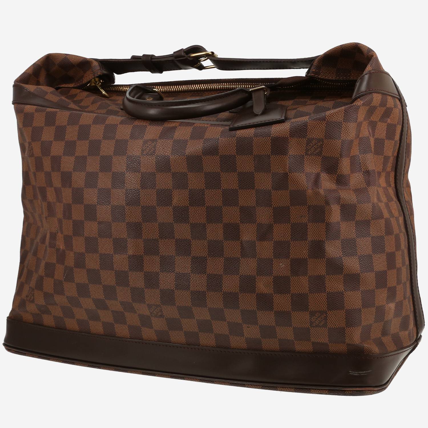 Louis Vuitton  Grimaud travel bag  in ebene damier canvas  and brown leather
