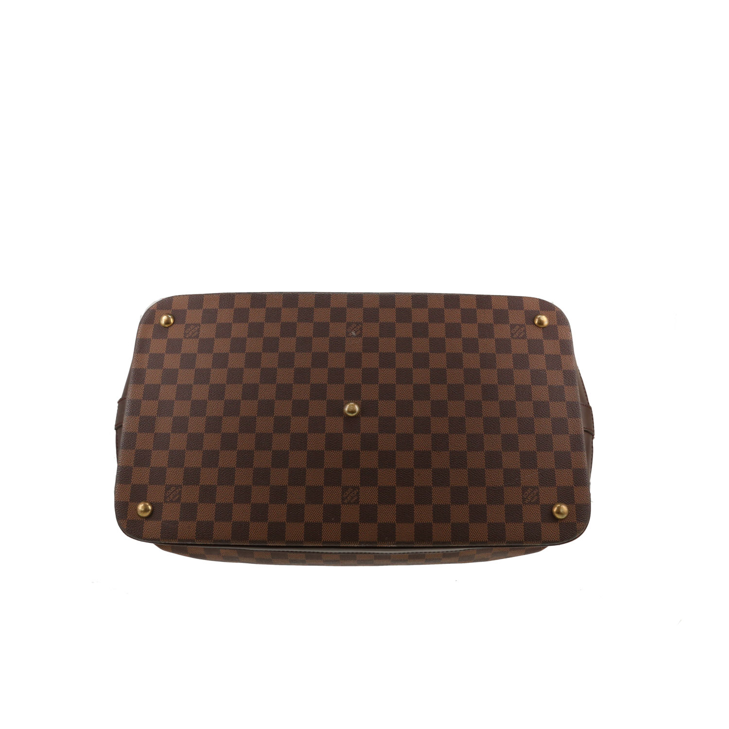 Sac de voyage Louis Vuitton  Grimaud en toile damier ébène et cuir marron - Detail D1