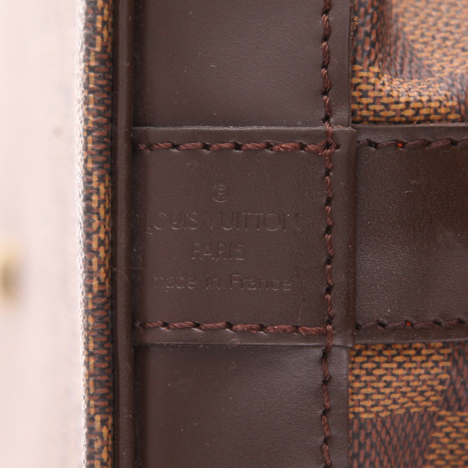 Bolsa de viaje Louis Vuitton  Grimaud en lona a cuadros ébano y cuero marrón - Detail D2