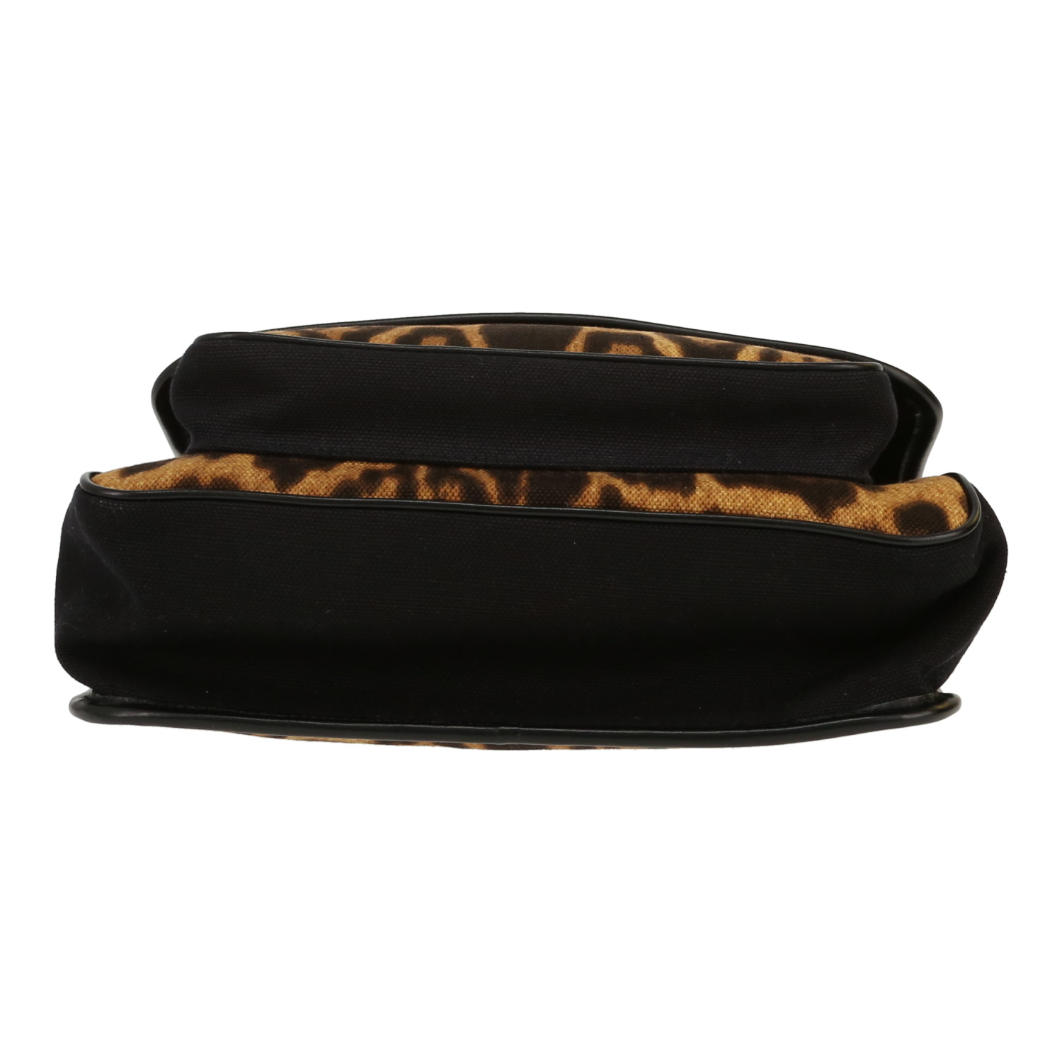 Sac bandoulière Saint Laurent  Niki en toile noire et marron et cuir noir - Detail D1