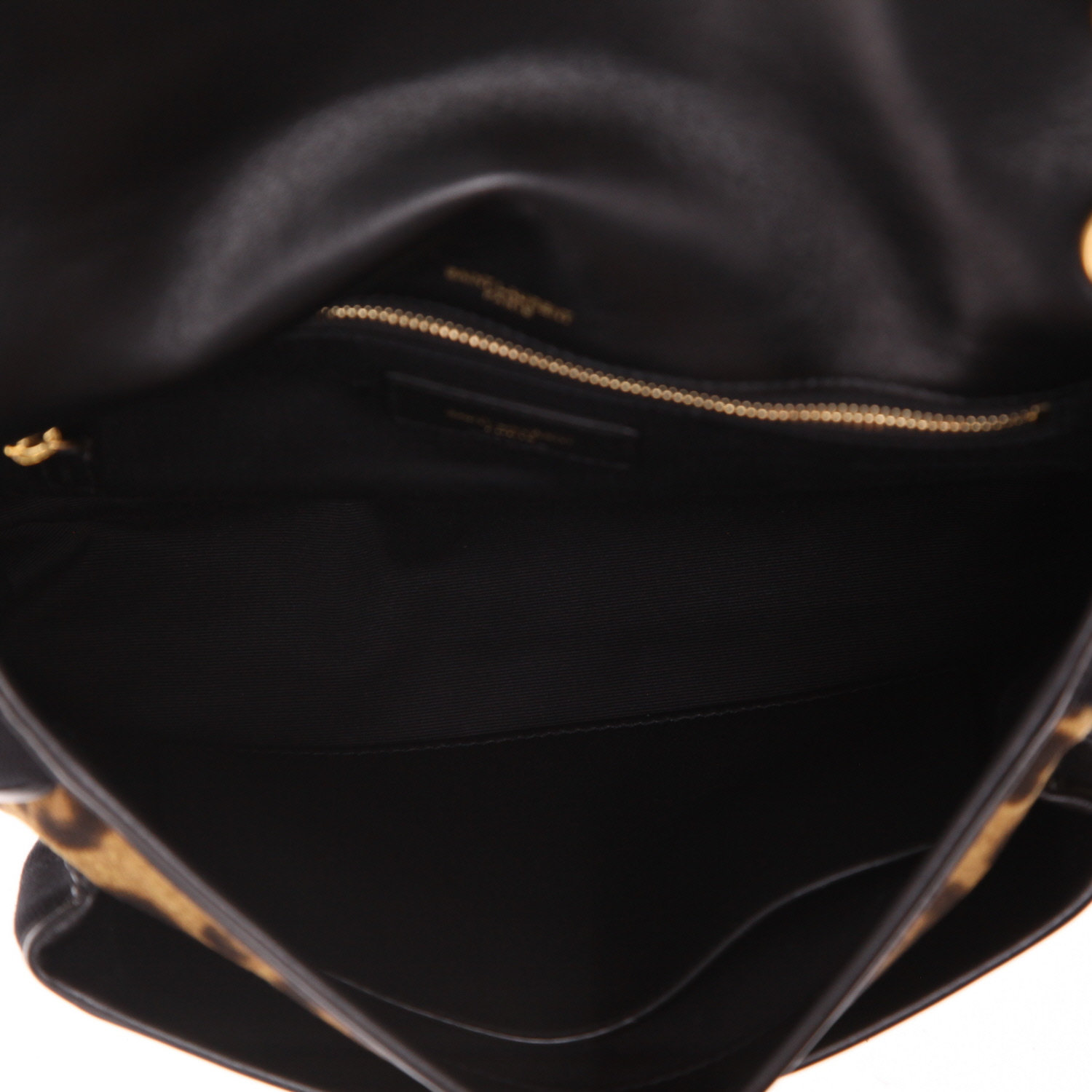 Sac bandoulière Saint Laurent  Niki en toile noire et marron et cuir noir - Detail D3