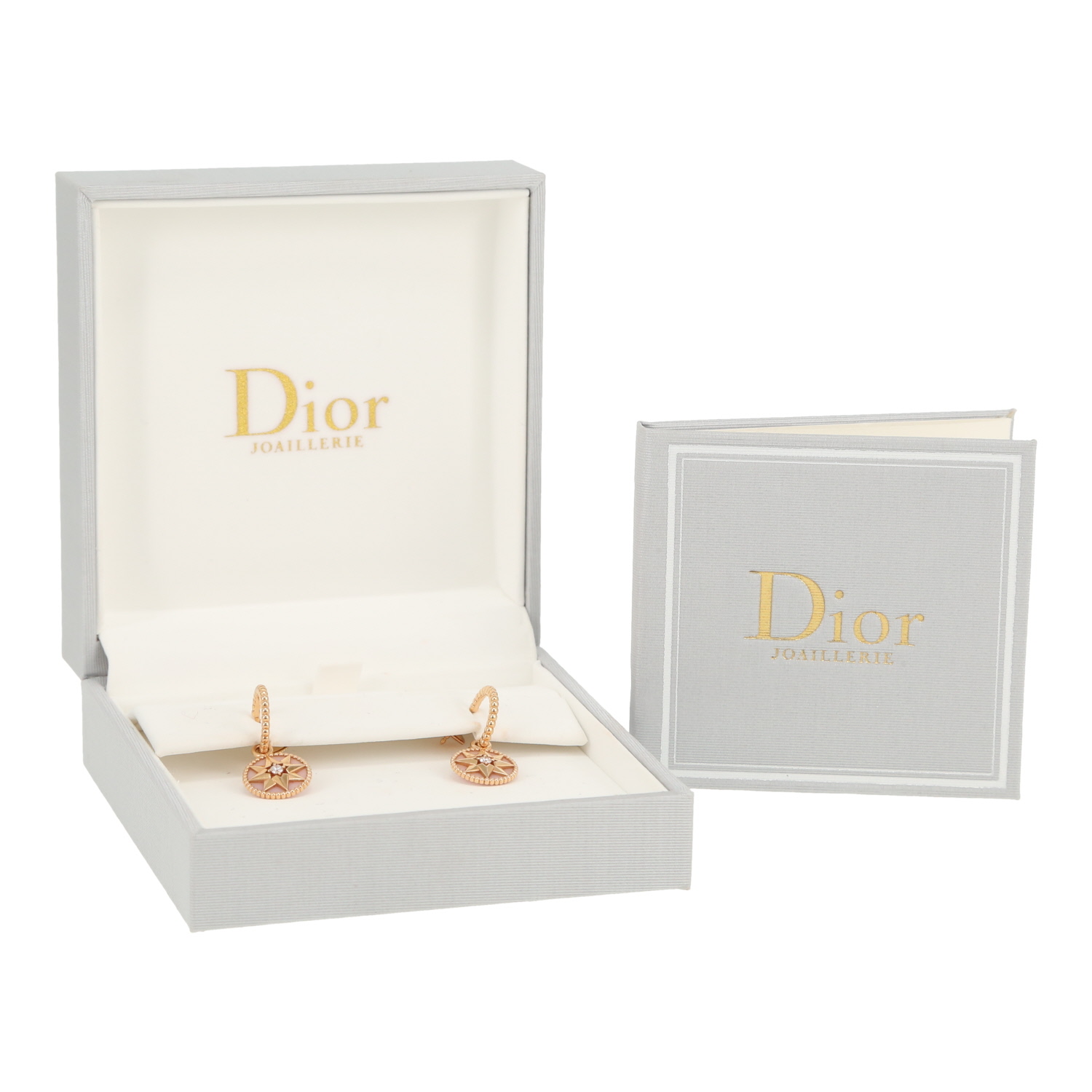 Paire de boucles d'oreilles Dior Rose des vents en or rose, opale et diamants - Detail D2