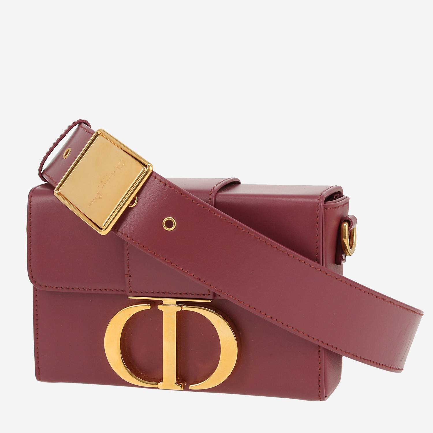 Sac bandoulière Dior  Box 30 Montaigne en cuir bordeaux