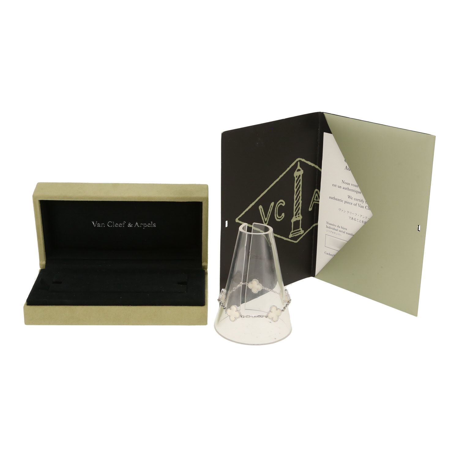 Van Cleef & Arpels Alhambra Vintage bracelet in white gold and mother of pearl