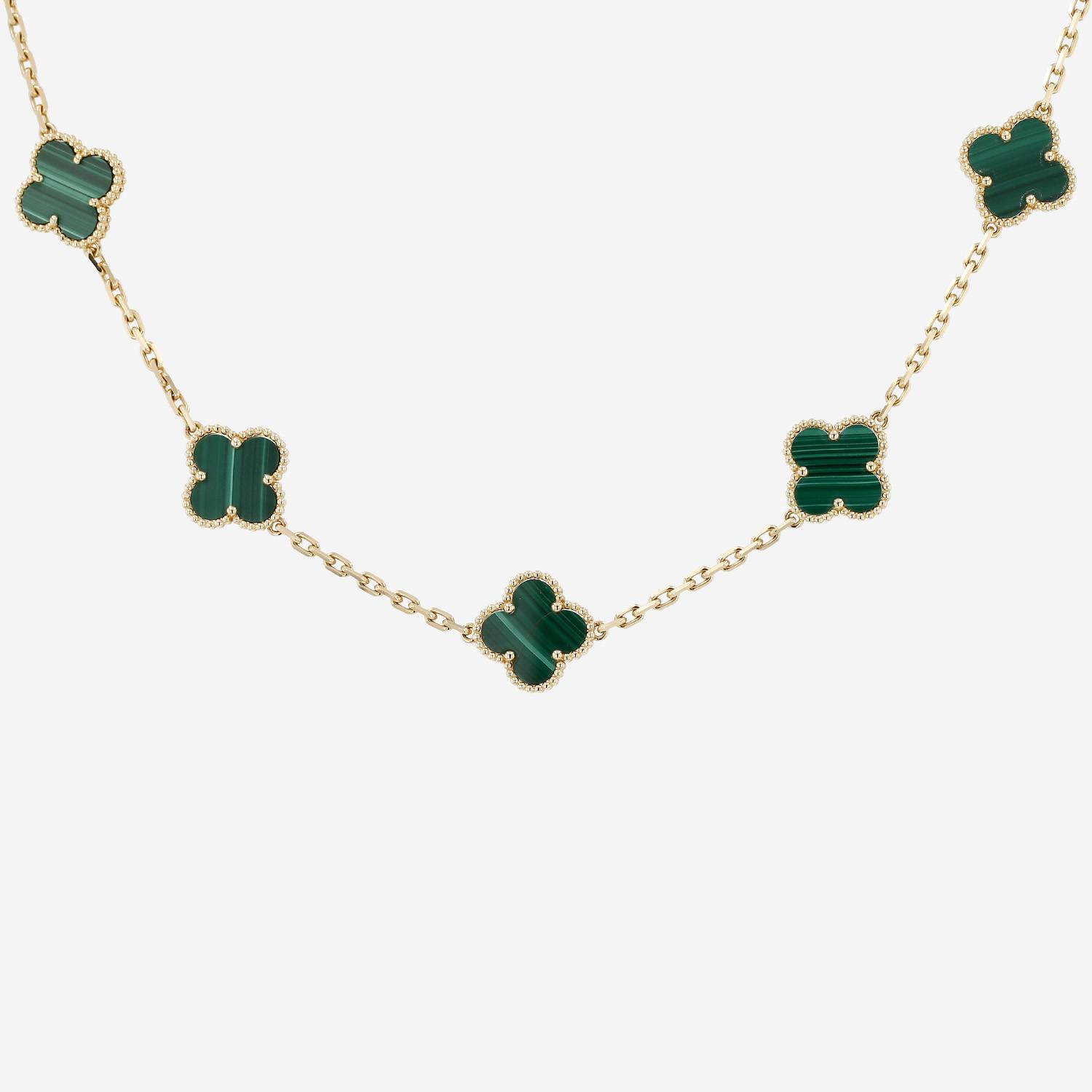 Collier Van Cleef & Arpels Vintage Alhambra en or jaune et malachite