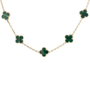 Collar Van Cleef & Arpels Vintage Alhambra de oro amarillo y malaquita