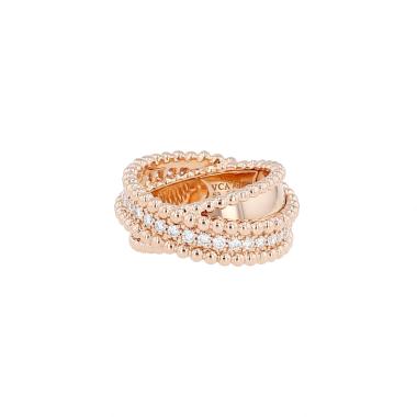 Van Cleef & Arpels Perlée ring in pink gold and diamonds