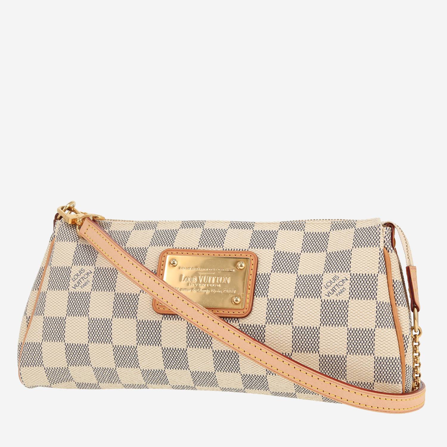 Borsa a tracolla Louis Vuitton  Eva in tela a scacchi azzurro e pelle naturale