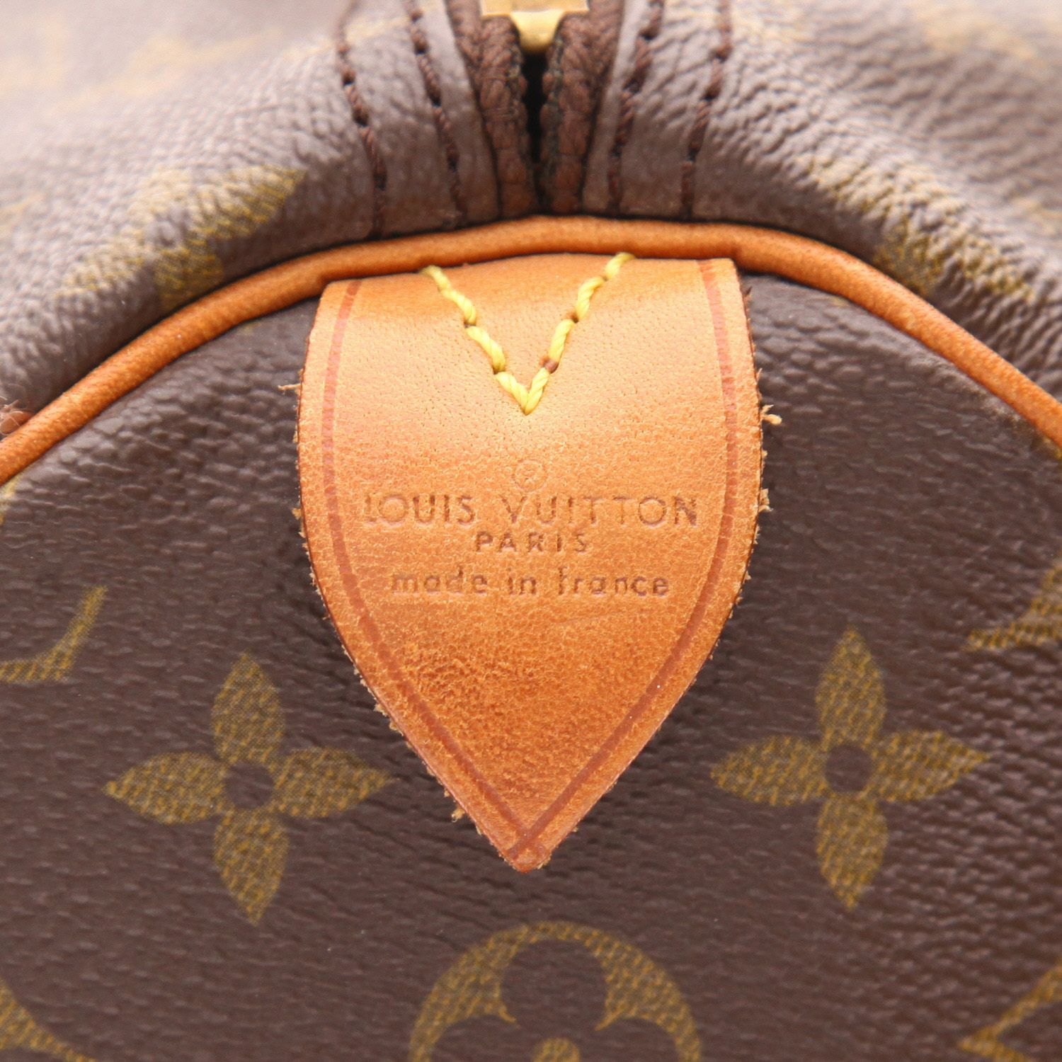 Sac à main Louis Vuitton  Speedy 35 en toile monogram marron et cuir naturel - Detail D2