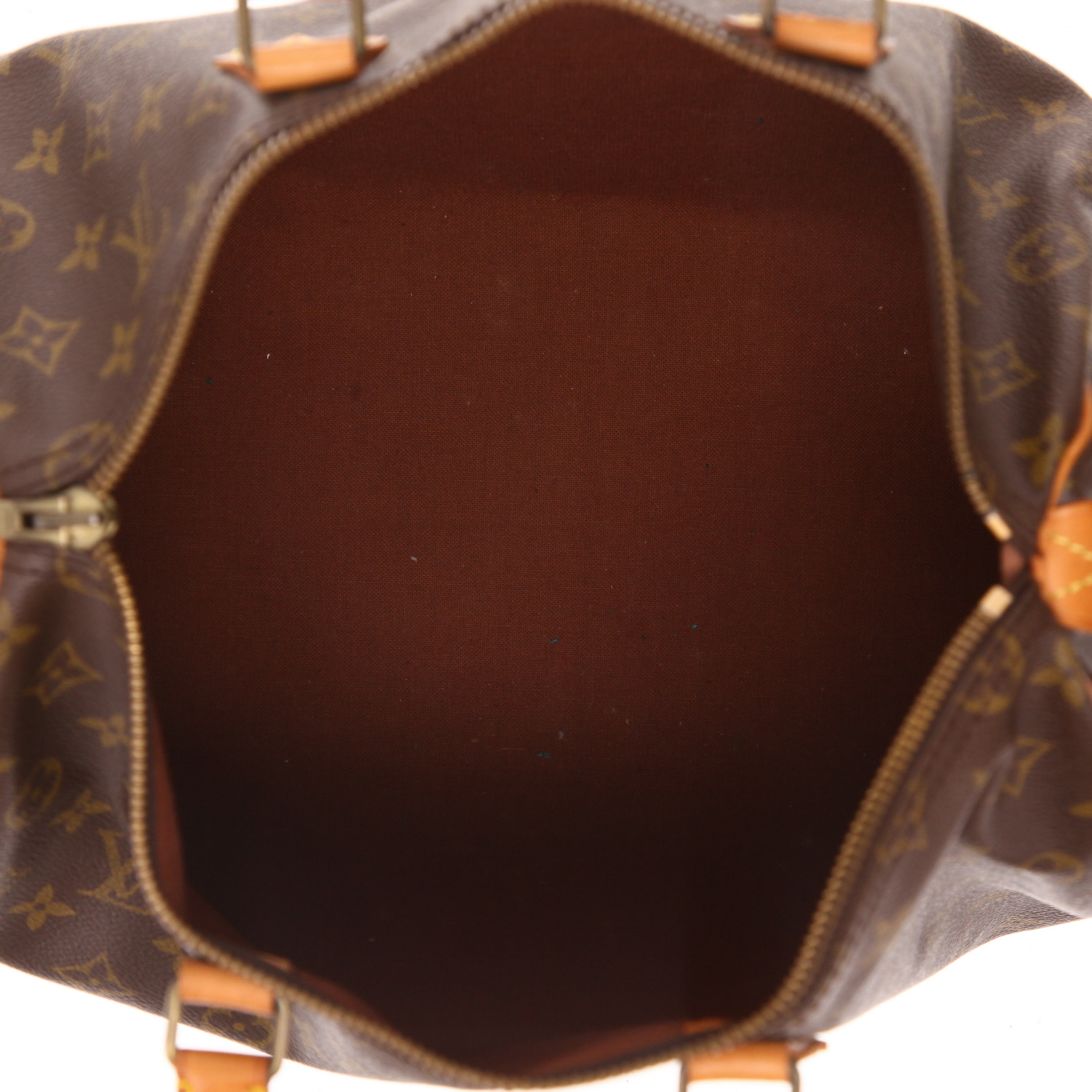 Louis Vuitton  Speedy 35 handbag  in brown monogram canvas  and natural leather - Detail D3