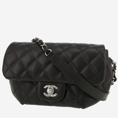 Chanel  Pochette ceinture clutch-belt  in black quilted leather