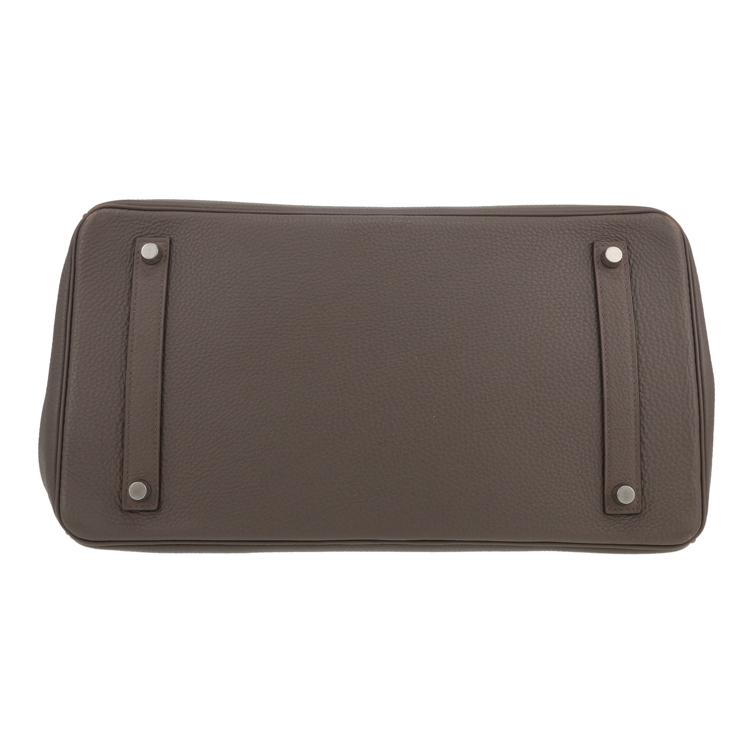 Bolso de mano Hermès  Birkin 35 cm en cuero togo gris estaño - Detail D1