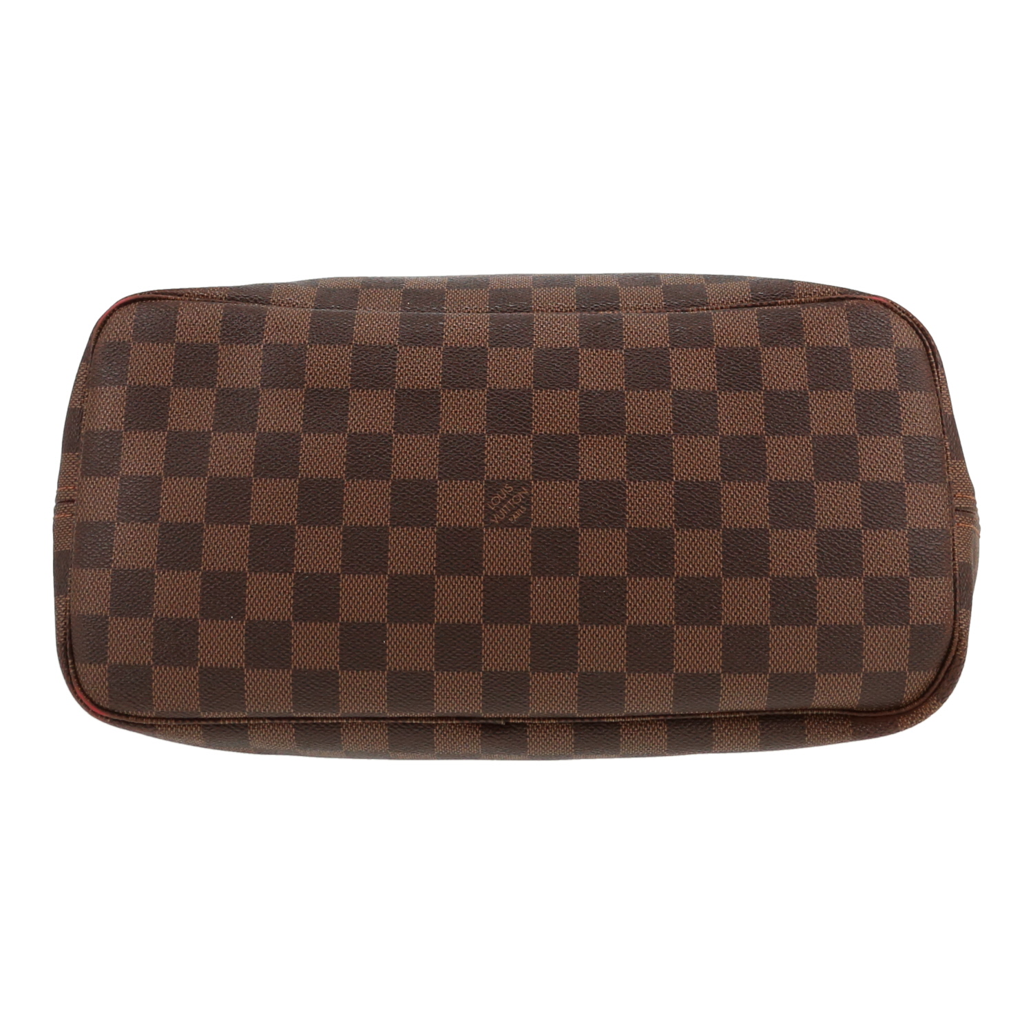 Sac cabas Louis Vuitton  Neverfull en toile damier ébène et cuir marron - Detail D1