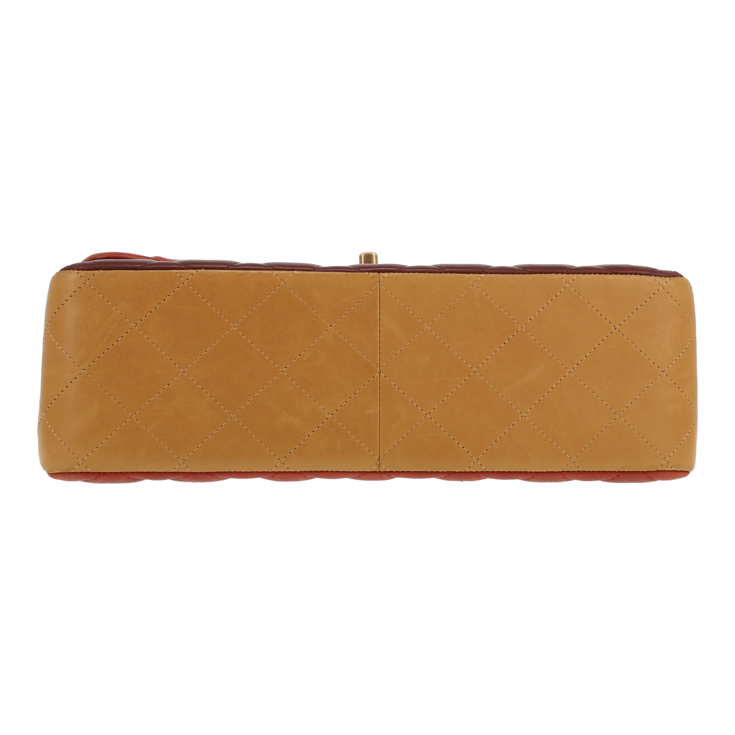 Borsa a tracolla Chanel  Timeless Jumbo in pelle trapuntata bordeaux rossa e beige - Detail D1