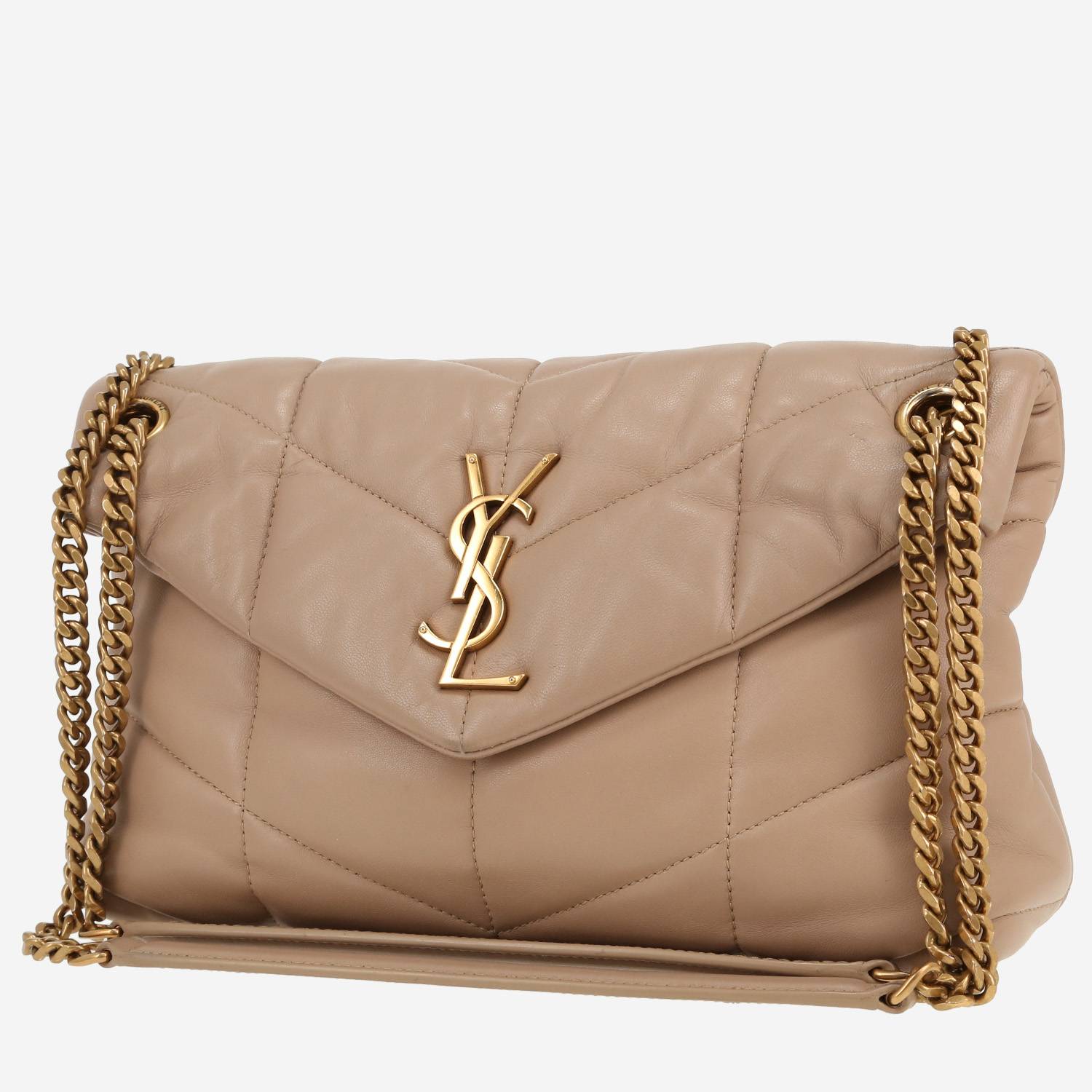 Sac bandoulière Saint Laurent  Puffer en cuir matelassé beige