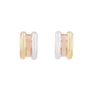 Poiray Symbole small hoop earrings in white gold, pink gold and yellow gold