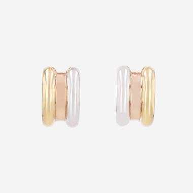 Poiray Symbole small hoop earrings in white gold, pink gold and yellow gold