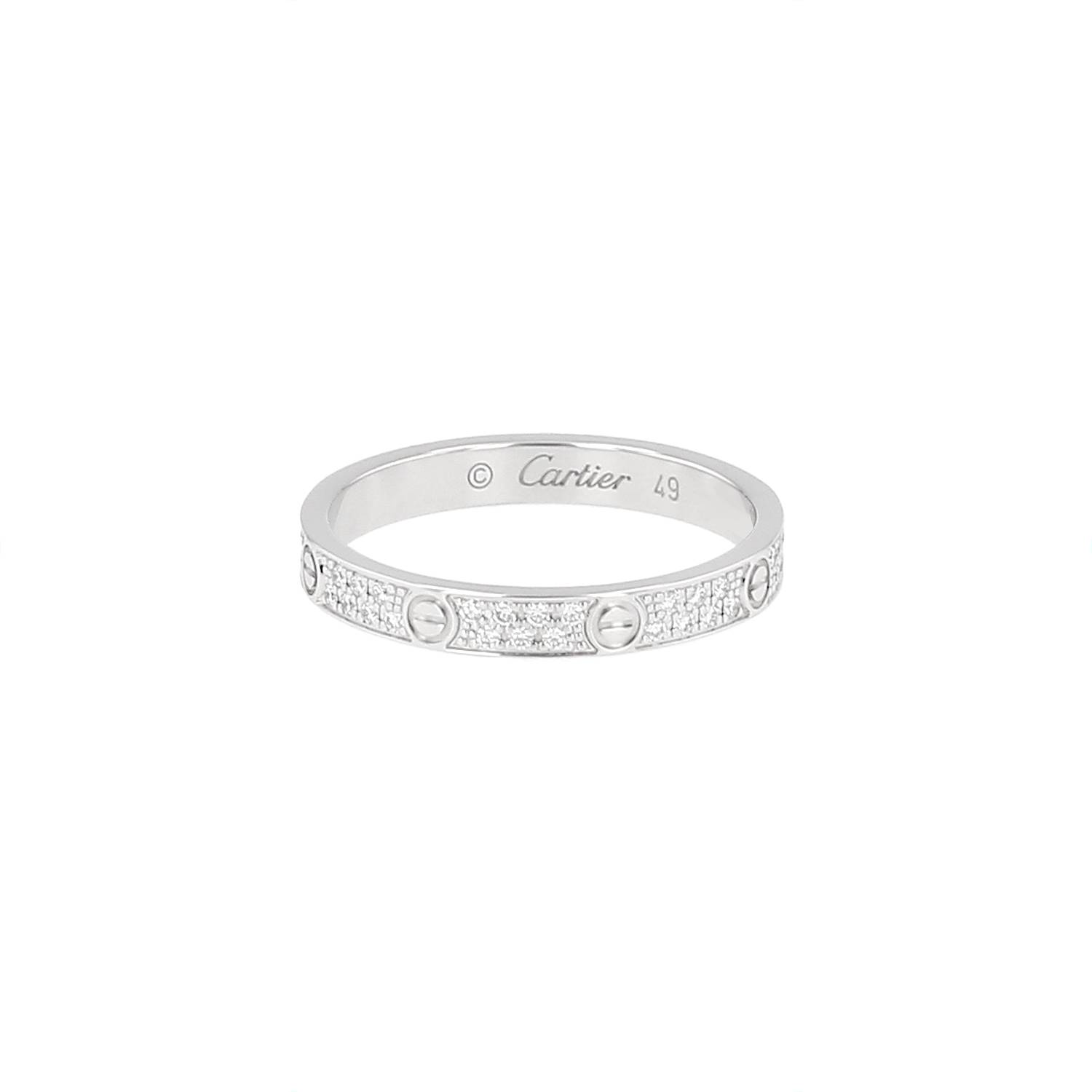 Bague Cartier Love Pavé Mini Or Blanc Diamants Occasion Bague Cartier Love Pavé Mini Or Blanc Diamants Occasion