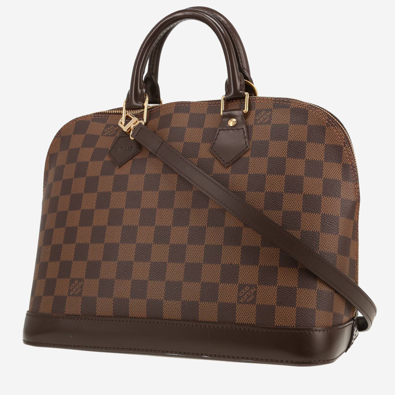 Louis Vuitton  Alma handbag  in ebene damier canvas  and brown leather