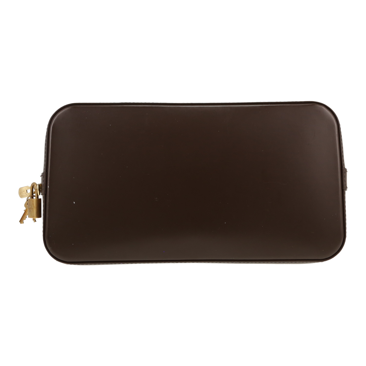 Louis Vuitton  Alma handbag  in ebene damier canvas  and brown leather - Detail D1