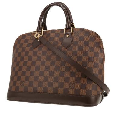 Bolso de mano Louis Vuitton  Alma en lona a cuadros ébano y cuero marrón