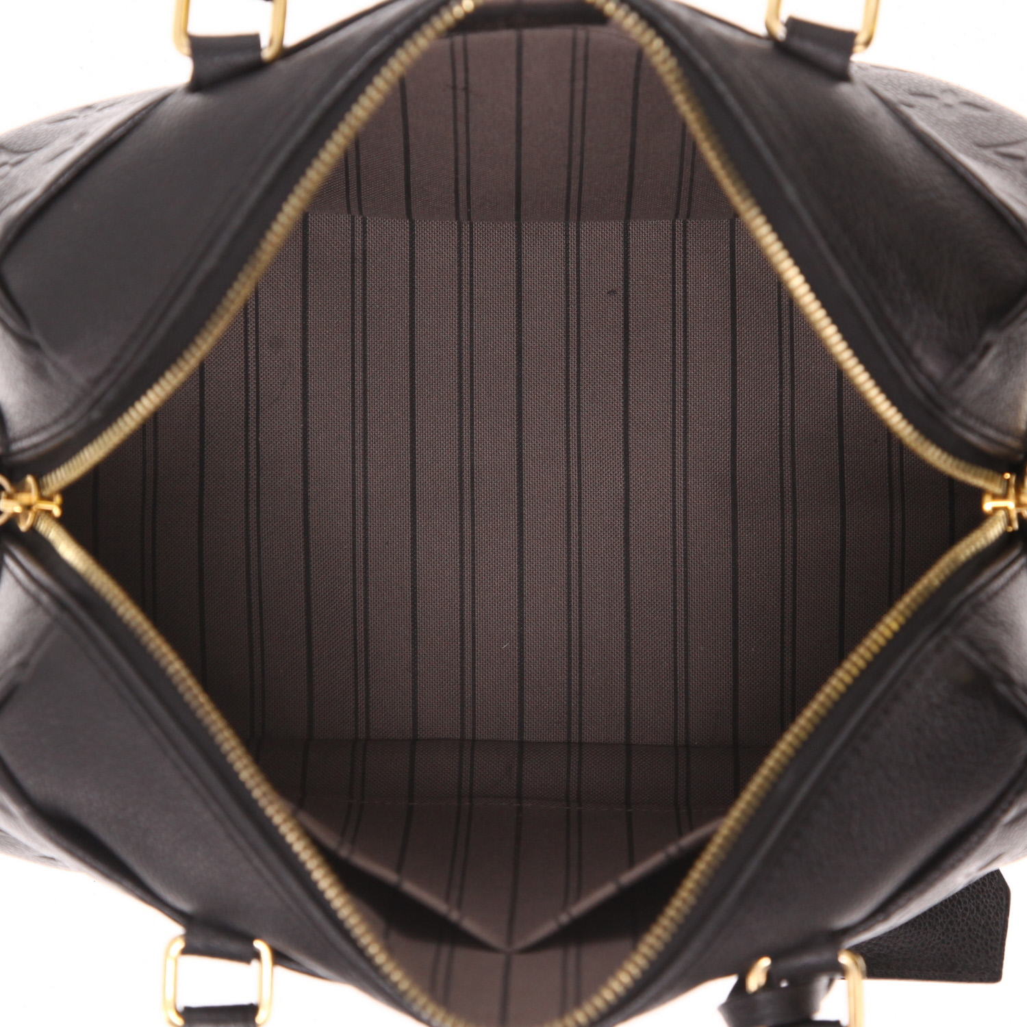 Louis Vuitton  Speedy 25 shoulder bag  in black empreinte monogram leather - Detail D3