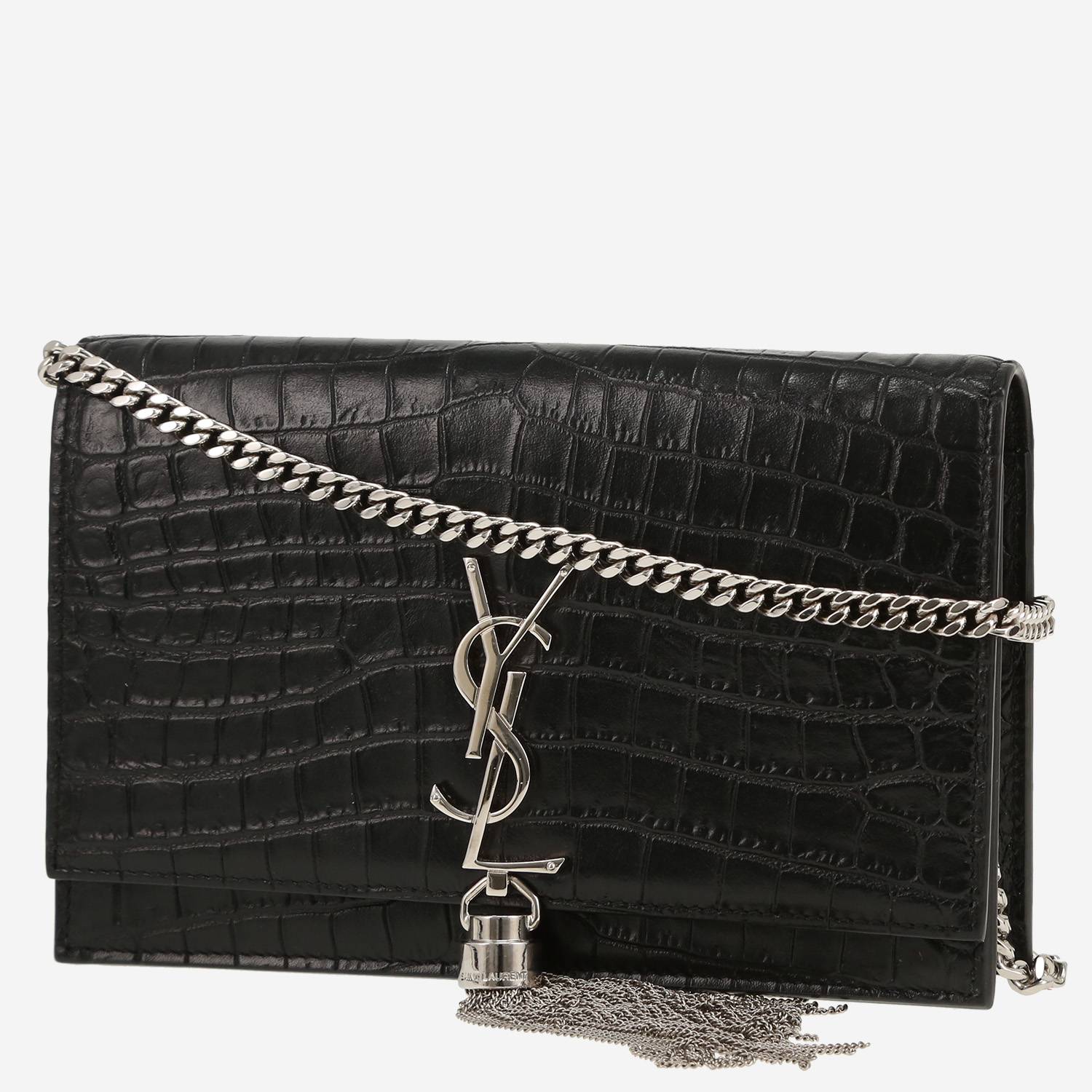 Borsa a tracolla Saint Laurent  Kate Pompon in pelle nera