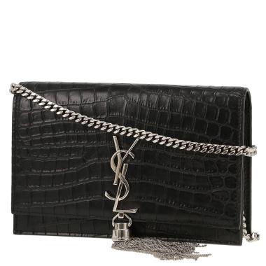 Saint Laurent  Kate Pompon shoulder bag  in black leather