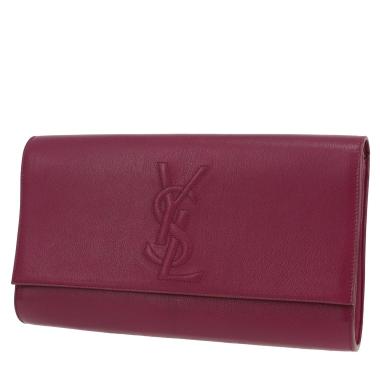 Saint Laurent   pouch  in purple grained leather