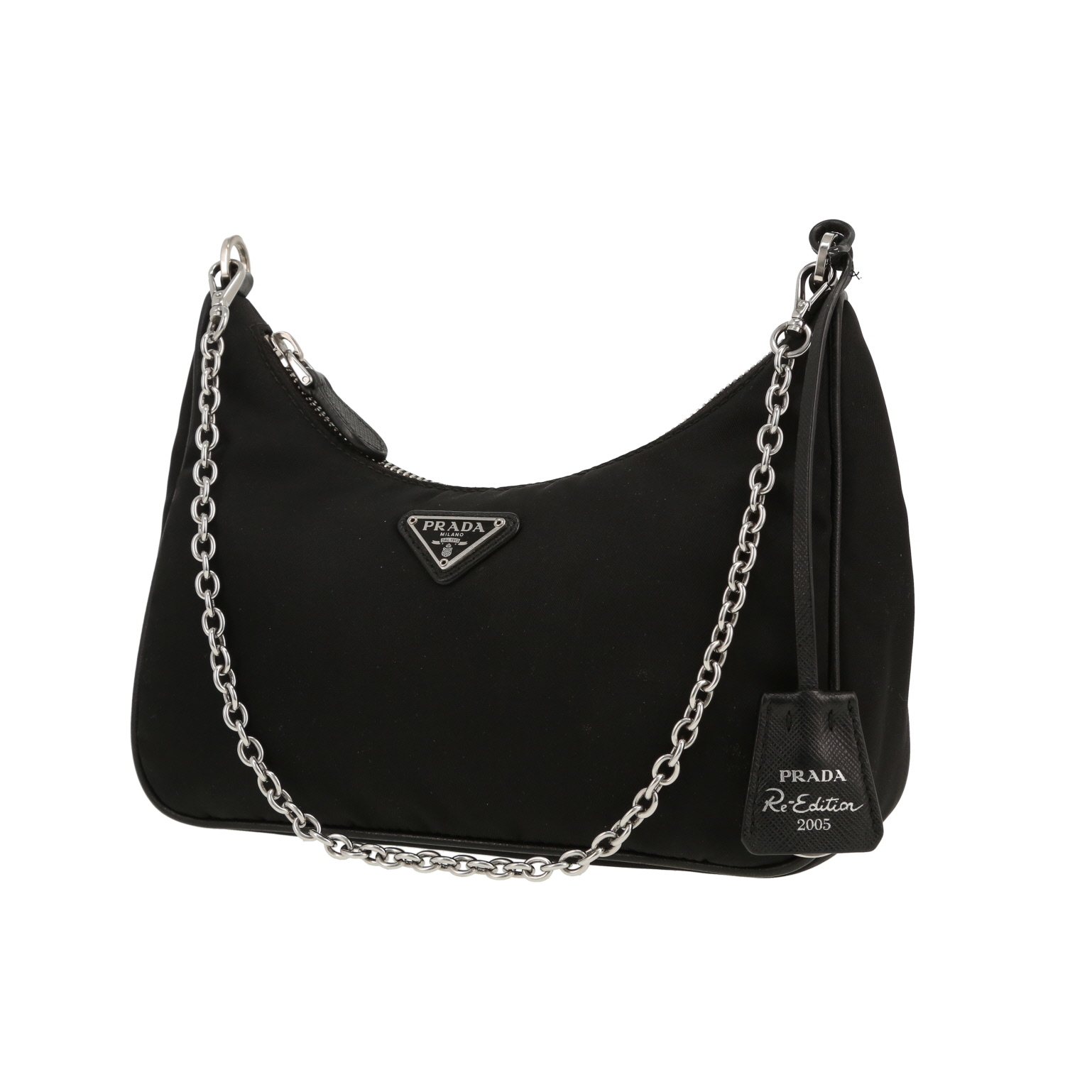 Bolso bandolera Prada  Re-Edition 2005 en lona y cuero negra - Detail D4