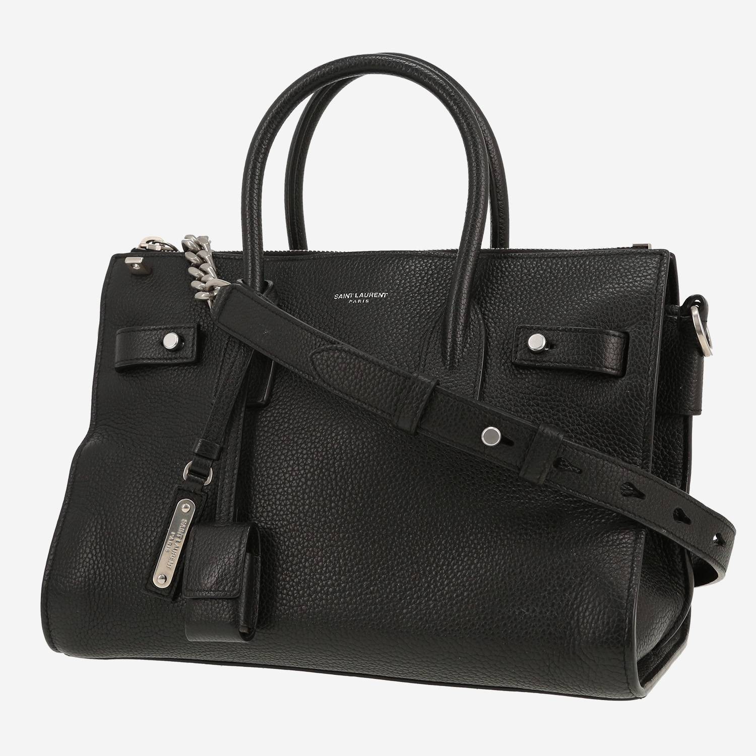 Sac à main Saint Laurent  Sac de jour Baby en cuir grainé noir
