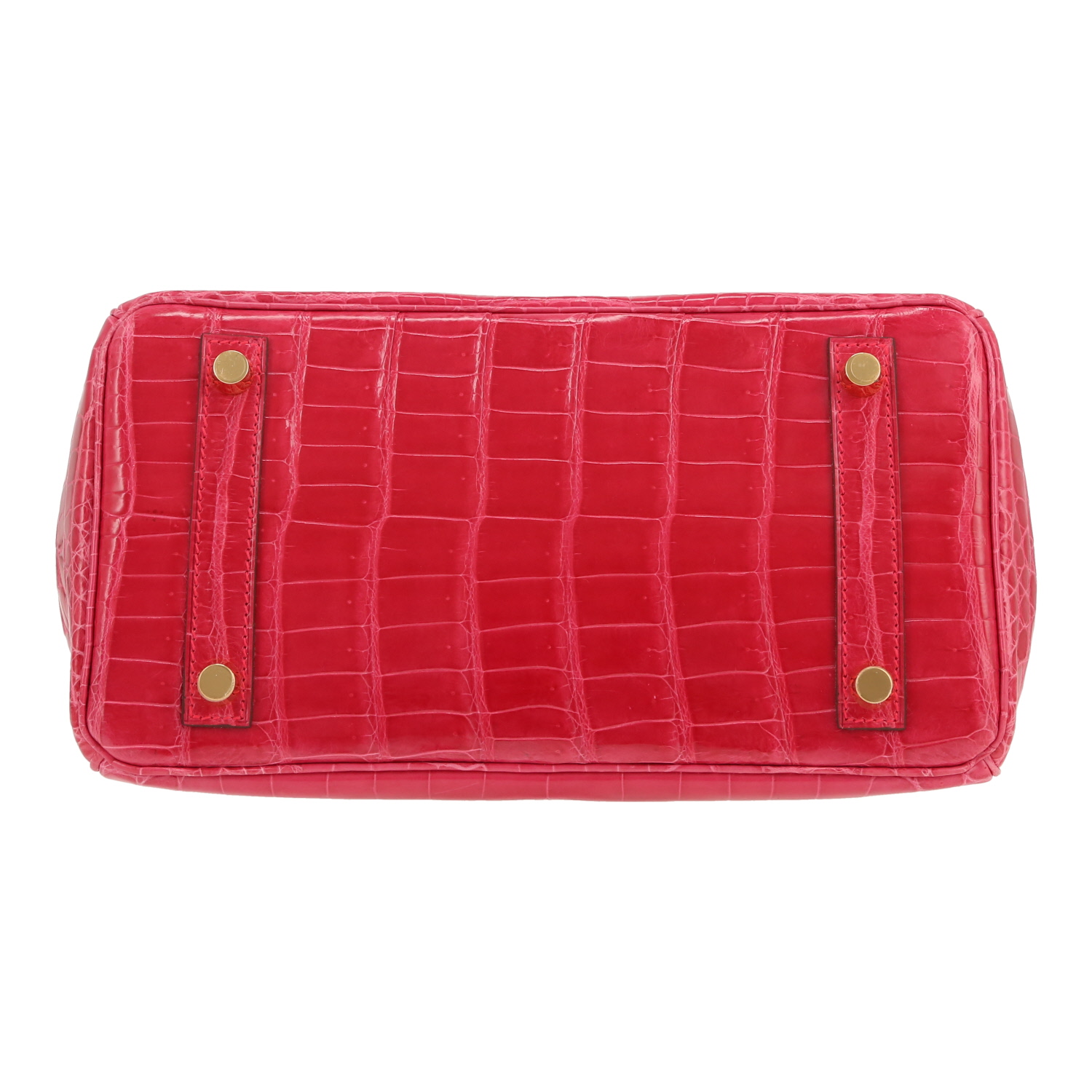 Sac à main Hermès  Birkin 25 cm en crocodile niloticus Rose extrême - Detail D1
