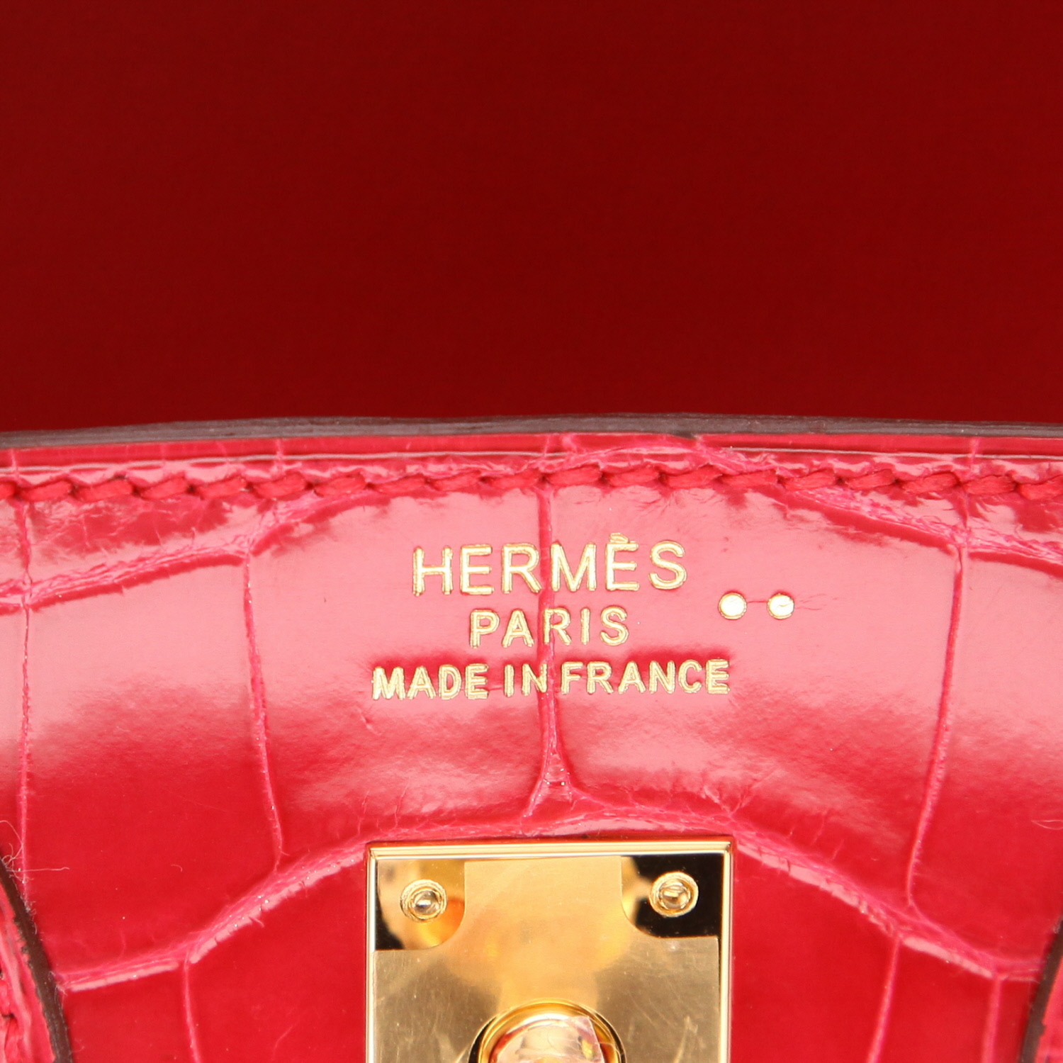 Sac à main Hermès  Birkin 25 cm en crocodile niloticus Rose extrême - Detail D2