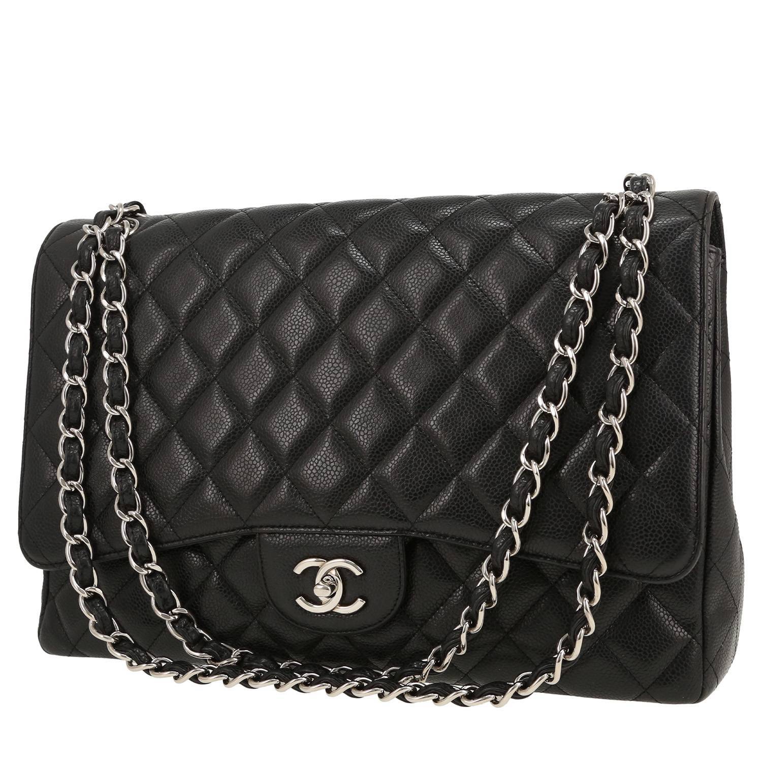Sac Chanel Timeless Maxi Jumbo cuir matelassé noir occasion Sac Chanel Timeless Maxi Jumbo cuir matelassé noir occasion