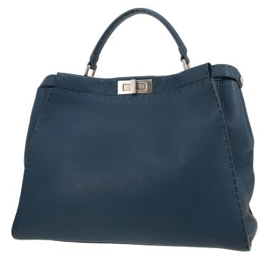 Sac à main Fendi  Peekaboo en cuir grainé bleu