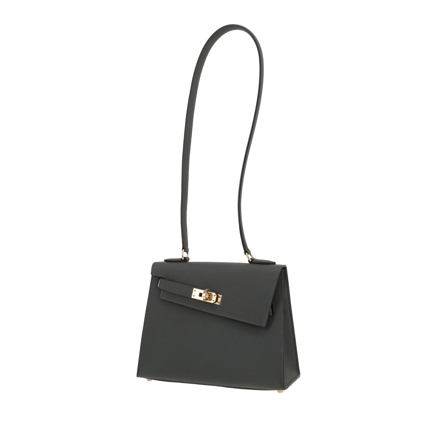 Bolso de mano Hermès  Kelly 20 cm Désordre en cuero epsom Gris Agathe - Detail D6