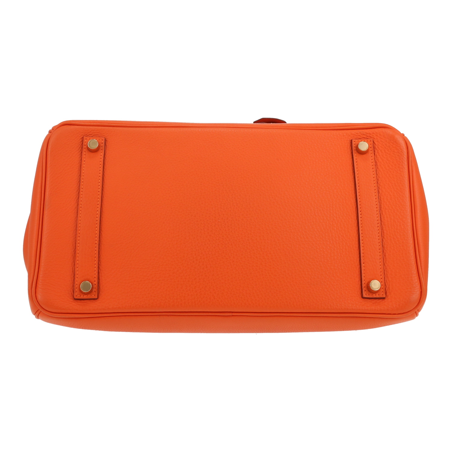 Bolso de mano Hermès  Birkin 35 cm en cuero togo naranja - Detail D1