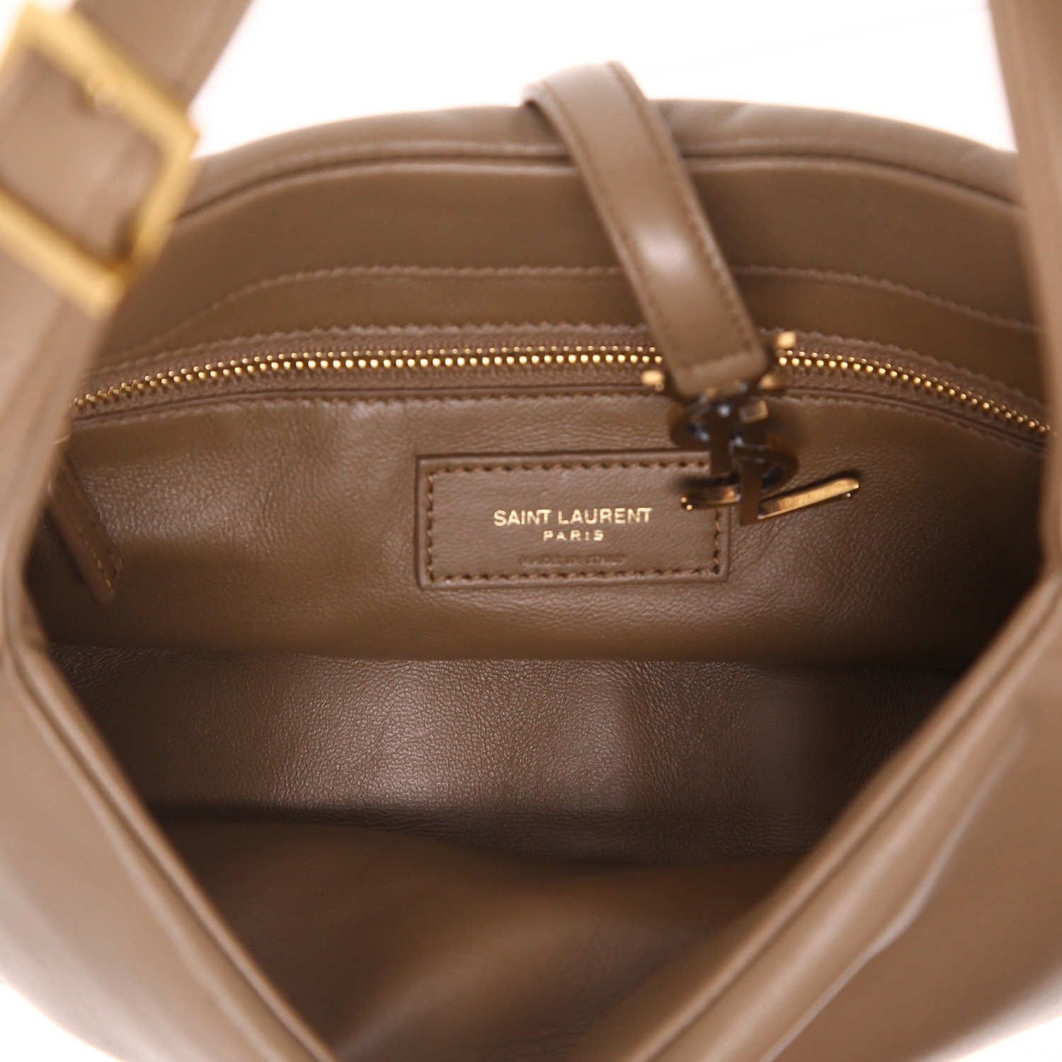 Sac à main Saint Laurent  5 à 7 en cuir matelassé vert-kaki - Detail D3