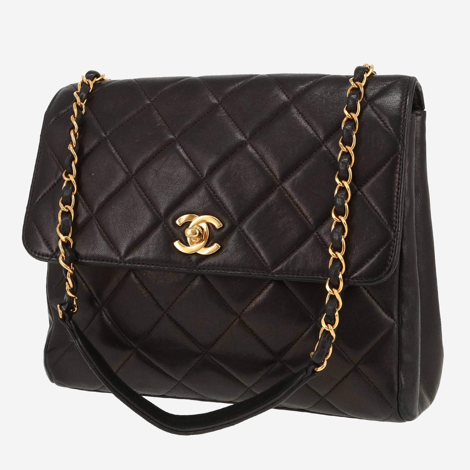 Sac bandoulière Chanel  Vintage en cuir matelassé noir