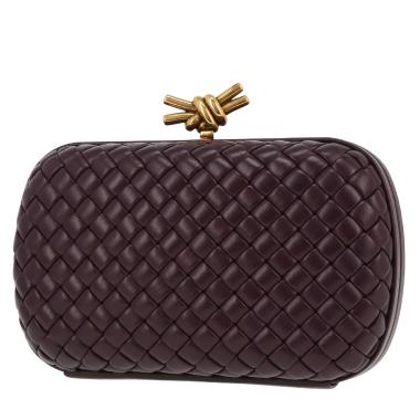 Pochette Bottega Veneta  Knot en cuir intrecciato prune
